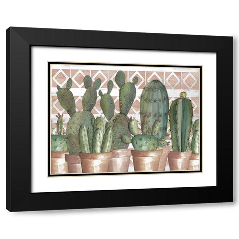 Geo Succulents Black Modern Wood Framed Art Print with Double Matting by Jacobs, Cindy