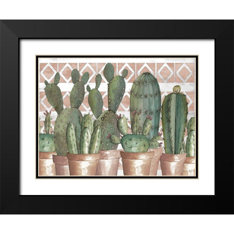 Geo Succulents Black Modern Wood Framed Art Print with Double Matting by Jacobs, Cindy