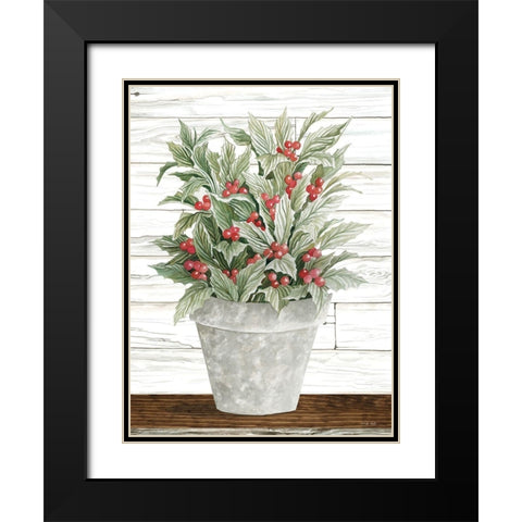 Pot of Holly Black Modern Wood Framed Art Print with Double Matting by Jacobs, Cindy