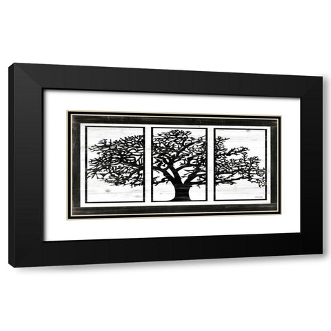 Geo Tree Black Modern Wood Framed Art Print with Double Matting by Jacobs, Cindy