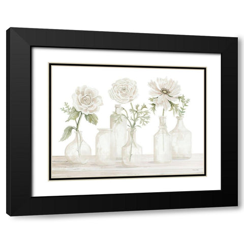 Bottles and Flowers I Black Modern Wood Framed Art Print with Double Matting by Jacobs, Cindy