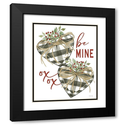 Be Mine Hearts Black Modern Wood Framed Art Print with Double Matting by Jacobs, Cindy