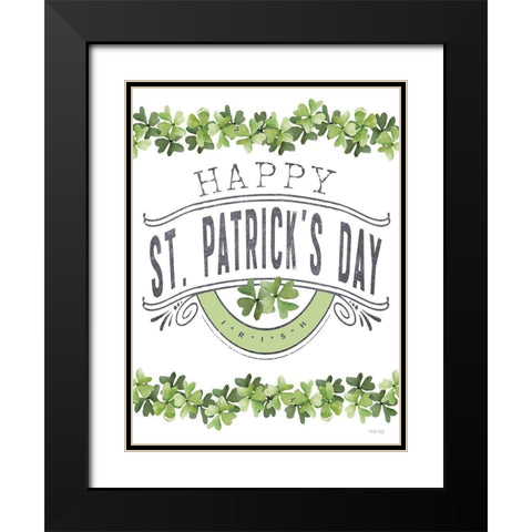 Happy St. Patricks Day Black Modern Wood Framed Art Print with Double Matting by Jacobs, Cindy