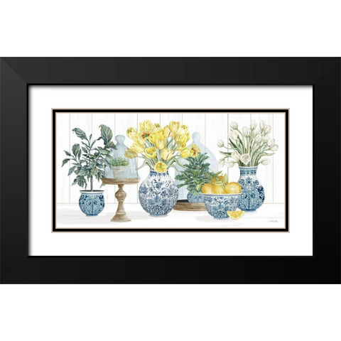 Chinoiserie Lemon Set Black Modern Wood Framed Art Print with Double Matting by Jacobs, Cindy