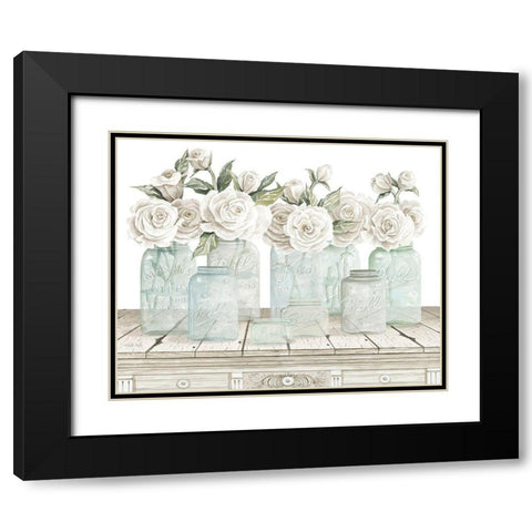 Neutral Floral Parade Black Modern Wood Framed Art Print with Double Matting by Jacobs, Cindy