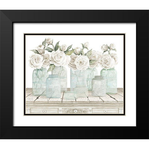 Neutral Floral Parade Black Modern Wood Framed Art Print with Double Matting by Jacobs, Cindy