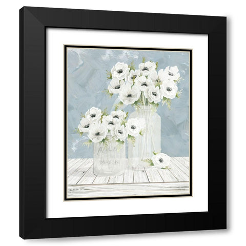 Poppin Florals Black Modern Wood Framed Art Print with Double Matting by Jacobs, Cindy