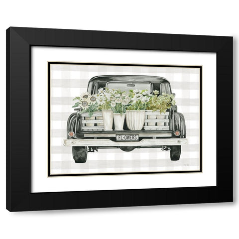Flower Lovers Truck Black Modern Wood Framed Art Print with Double Matting by Jacobs, Cindy