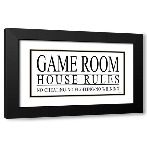 Game Room House Rules I Black Modern Wood Framed Art Print with Double Matting by Jacobs, Cindy