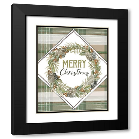 Merry Christmas Black Modern Wood Framed Art Print with Double Matting by Jacobs, Cindy