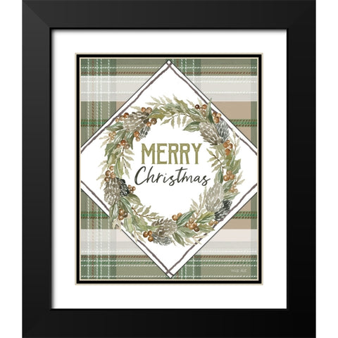 Merry Christmas Black Modern Wood Framed Art Print with Double Matting by Jacobs, Cindy
