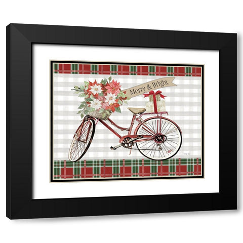 Merry And Bright Bicycle Black Modern Wood Framed Art Print with Double Matting by Jacobs, Cindy