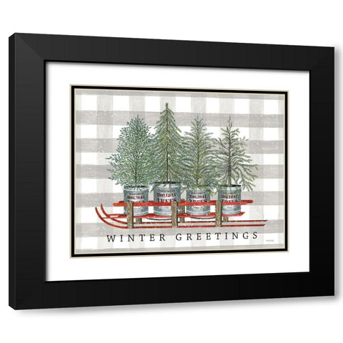 Winter Greetings Black Modern Wood Framed Art Print with Double Matting by Jacobs, Cindy