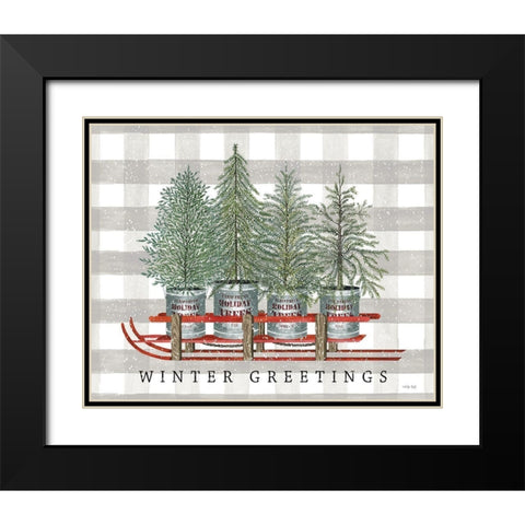 Winter Greetings Black Modern Wood Framed Art Print with Double Matting by Jacobs, Cindy