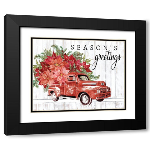 Seasons Greetings Black Modern Wood Framed Art Print with Double Matting by Jacobs, Cindy