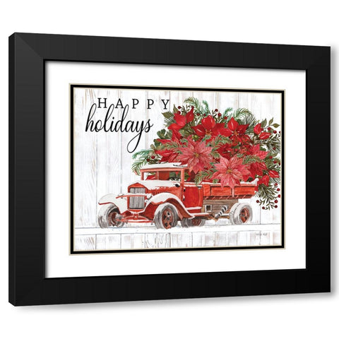 Happy Holidays Black Modern Wood Framed Art Print with Double Matting by Jacobs, Cindy