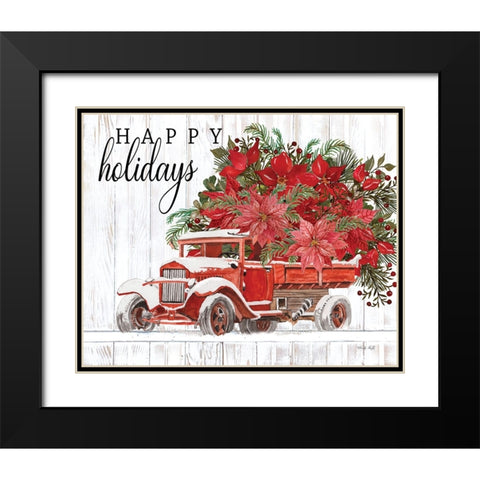 Happy Holidays Black Modern Wood Framed Art Print with Double Matting by Jacobs, Cindy