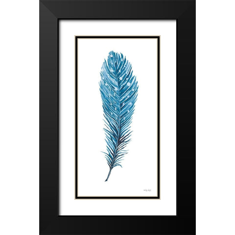 Blue Feather II Black Modern Wood Framed Art Print with Double Matting by Jacobs, Cindy