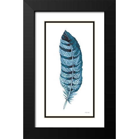 Blue Feather III Black Modern Wood Framed Art Print with Double Matting by Jacobs, Cindy