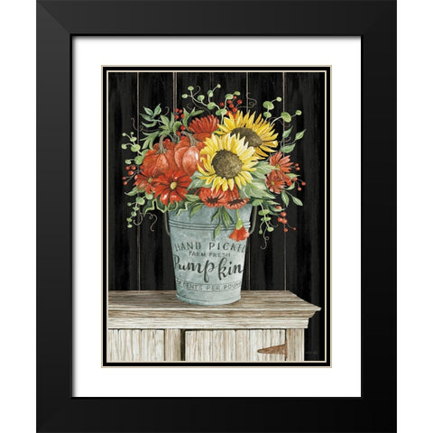 Colors of Fall Floral Black Modern Wood Framed Art Print with Double Matting by Jacobs, Cindy