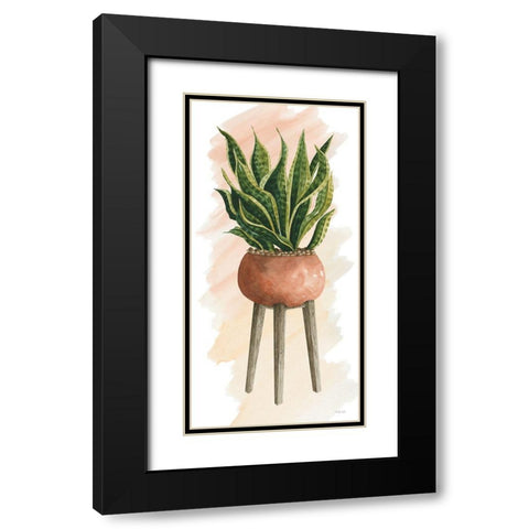 Plant Stand Pot of Flowers II Black Modern Wood Framed Art Print with Double Matting by Jacobs, Cindy