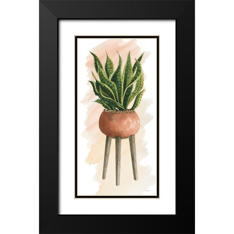 Plant Stand Pot of Flowers II Black Modern Wood Framed Art Print with Double Matting by Jacobs, Cindy