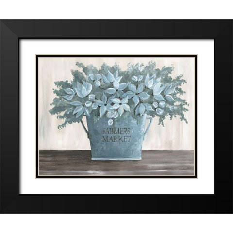 Steel Blue Floral I Black Modern Wood Framed Art Print with Double Matting by Jacobs, Cindy