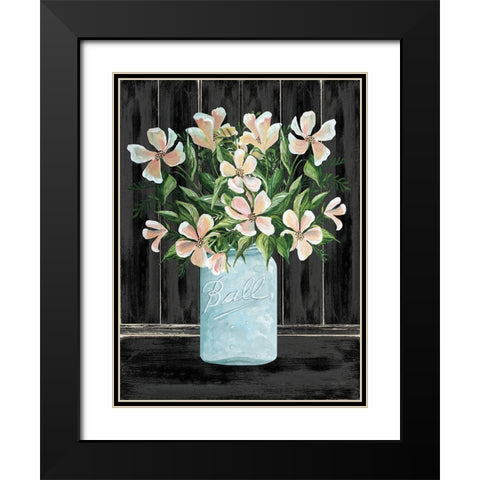 Farmhouse Flowers I Black Modern Wood Framed Art Print with Double Matting by Jacobs, Cindy