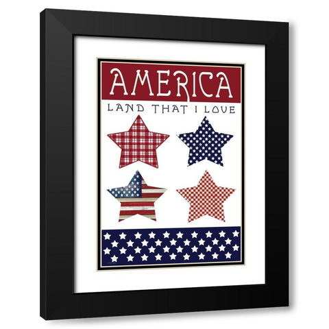 Stars of America Black Modern Wood Framed Art Print with Double Matting by Jacobs, Cindy