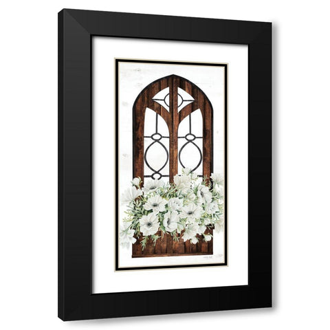 Window Arch Floral I Black Modern Wood Framed Art Print with Double Matting by Jacobs, Cindy