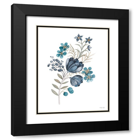 Blue Botanical Mums Black Modern Wood Framed Art Print with Double Matting by Jacobs, Cindy