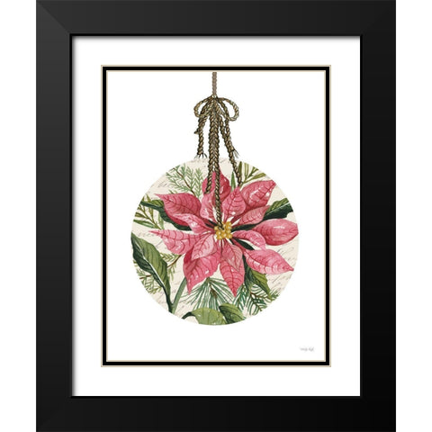 Poinsettia Ornament Black Modern Wood Framed Art Print with Double Matting by Jacobs, Cindy