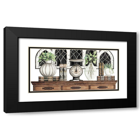 Antique Scale and Books Black Modern Wood Framed Art Print with Double Matting by Jacobs, Cindy