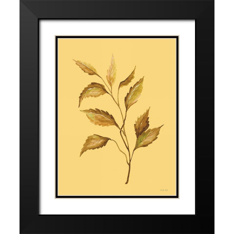 Golden Leaves Black Modern Wood Framed Art Print with Double Matting by Jacobs, Cindy