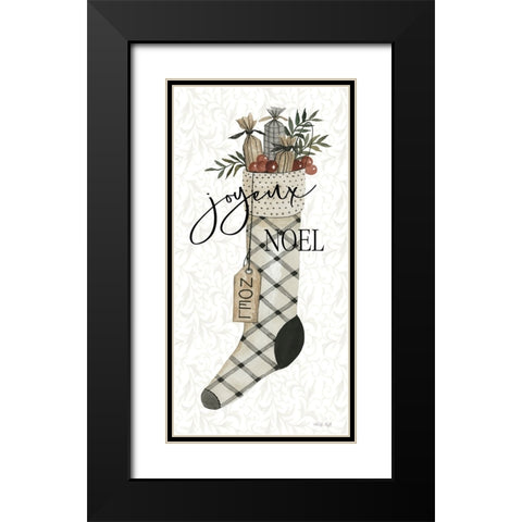 Noel Stocking Black Modern Wood Framed Art Print with Double Matting by Jacobs, Cindy