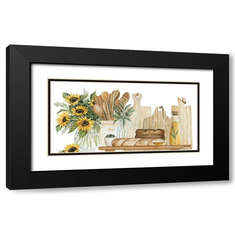 Tuscan Bread Board with Sunflowers Black Modern Wood Framed Art Print with Double Matting by Jacobs, Cindy