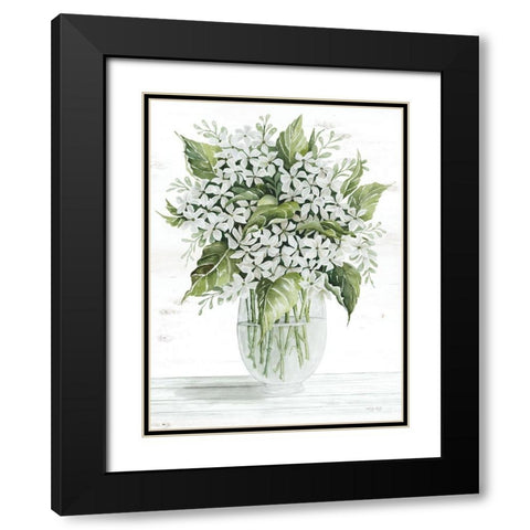 Simple Floral on White Black Modern Wood Framed Art Print with Double Matting by Jacobs, Cindy