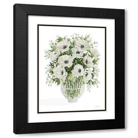 Poppies on White Black Modern Wood Framed Art Print with Double Matting by Jacobs, Cindy