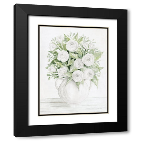 Soft Roses Black Modern Wood Framed Art Print with Double Matting by Jacobs, Cindy