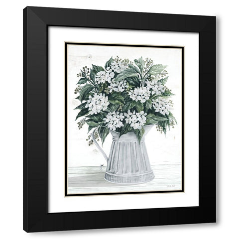 Hydrangea Pitcher Black Modern Wood Framed Art Print with Double Matting by Jacobs, Cindy