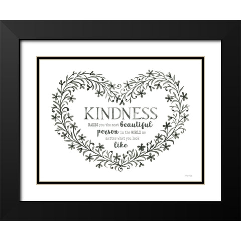Kindness Heart Black Modern Wood Framed Art Print with Double Matting by Jacobs, Cindy