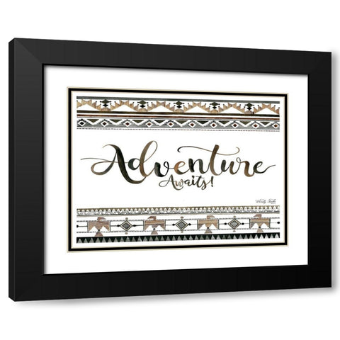 Adventure Awaits Black Modern Wood Framed Art Print with Double Matting by Jacobs, Cindy