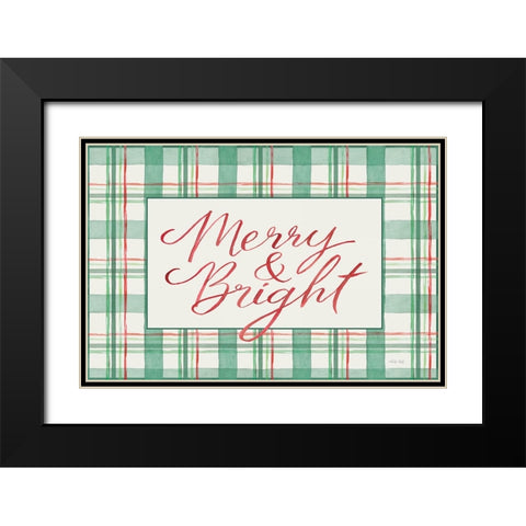 Merry And Bright Sign Black Modern Wood Framed Art Print with Double Matting by Jacobs, Cindy