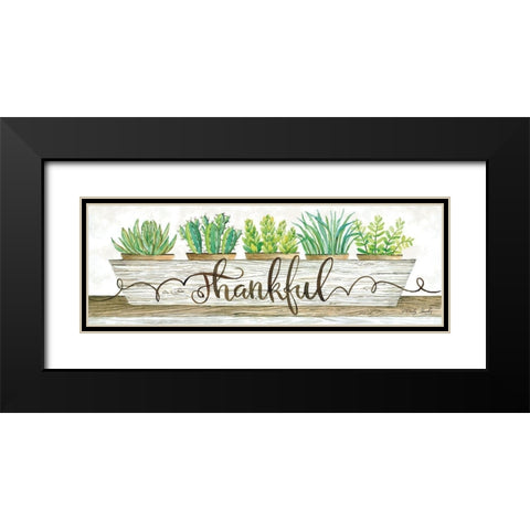 Thankful Succulent Pots Black Modern Wood Framed Art Print with Double Matting by Jacobs, Cindy