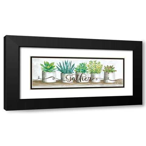 Gather Succulent Pots Black Modern Wood Framed Art Print with Double Matting by Jacobs, Cindy