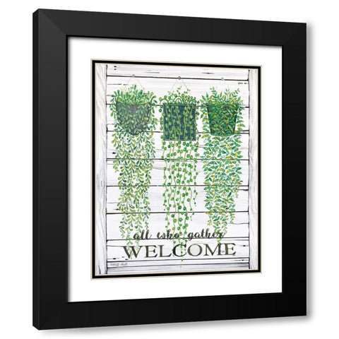 Ivy Welcome All Who Gather Black Modern Wood Framed Art Print with Double Matting by Jacobs, Cindy