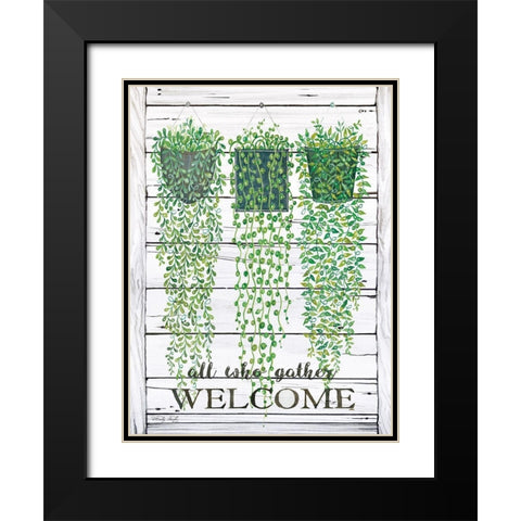 Ivy Welcome All Who Gather Black Modern Wood Framed Art Print with Double Matting by Jacobs, Cindy