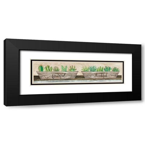 Grateful and Thankful Succulents Black Modern Wood Framed Art Print with Double Matting by Jacobs, Cindy