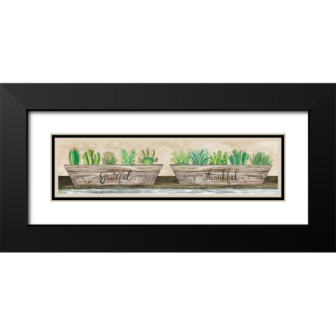 Grateful and Thankful Succulents Black Modern Wood Framed Art Print with Double Matting by Jacobs, Cindy