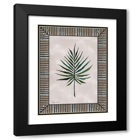 Palm Leaf  Black Modern Wood Framed Art Print with Double Matting by Jacobs, Cindy